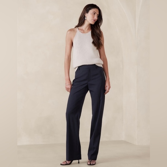 NWT Banana Republic Sienna Straight Italian Wool Black Pant size 4. - Picture 4 of 13